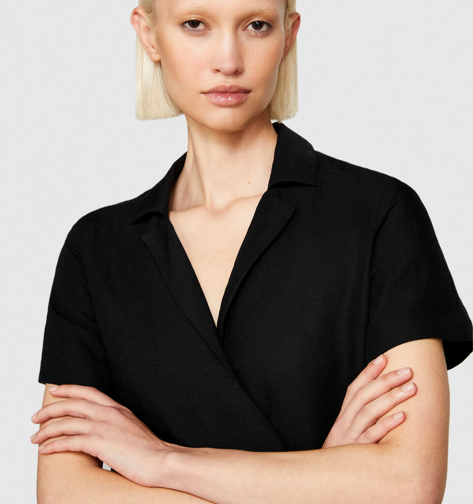 Midi dress with twist - women's midi dresses - Black | Sisley image number 5